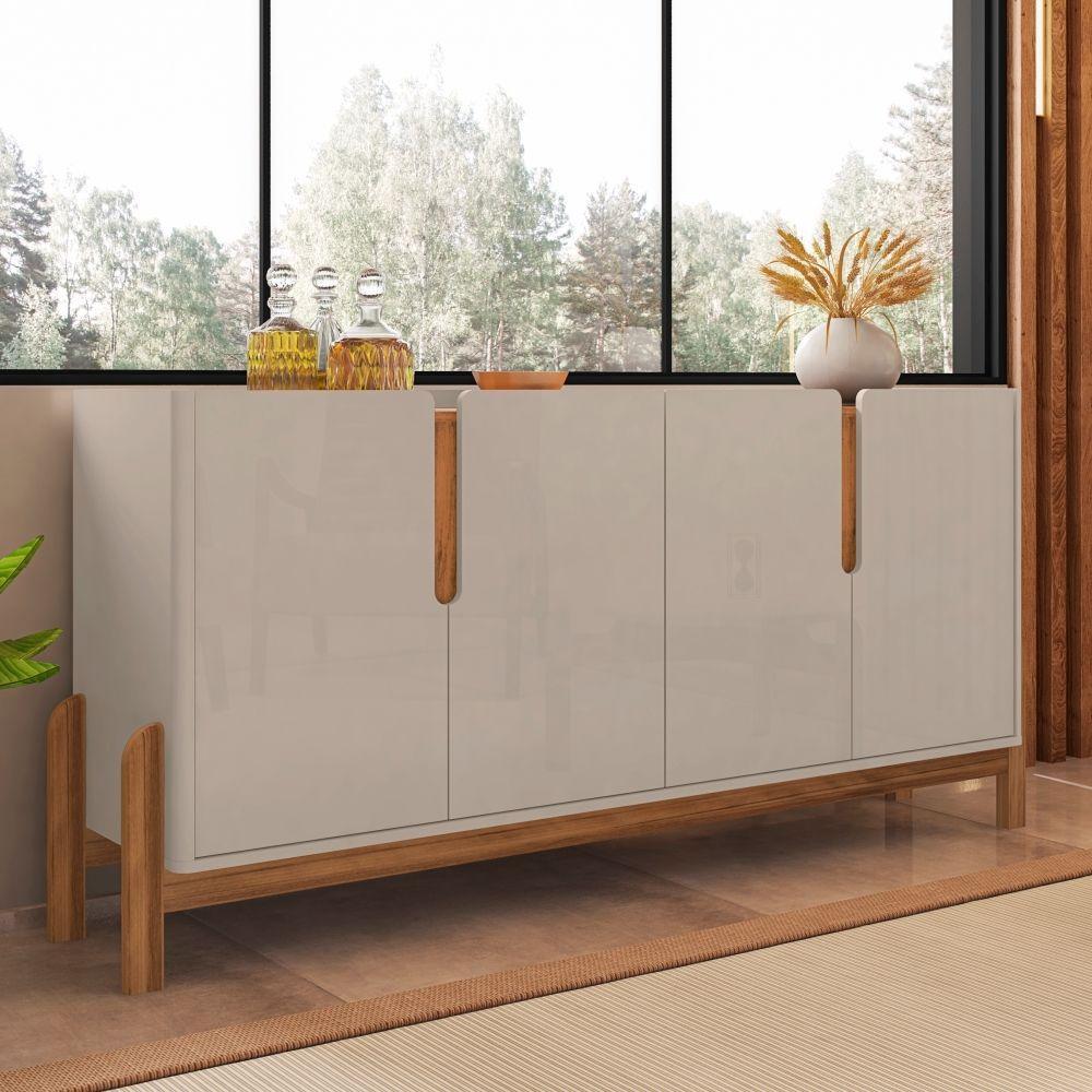 Buffet Agnes Off White/cedro 4 Portas Com Detalhe Curvo - 1
