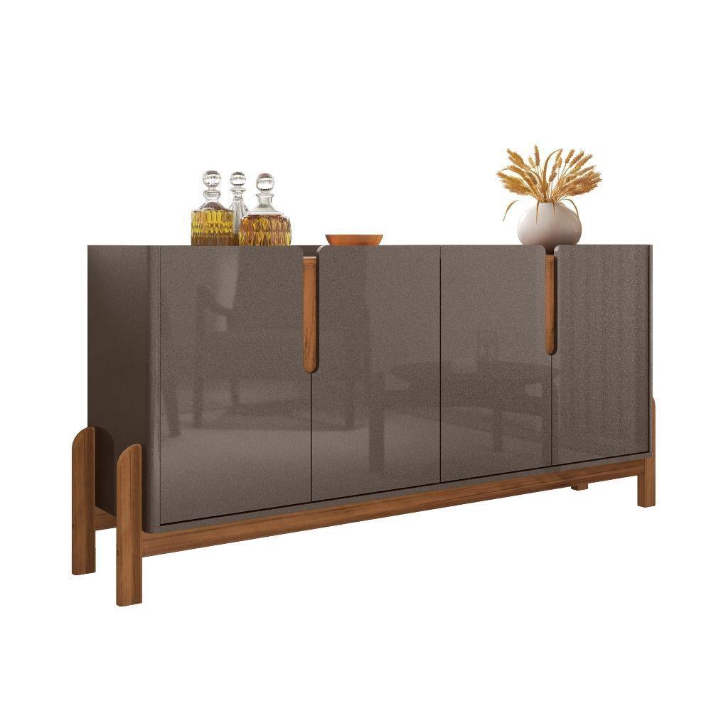 Buffet Agnes Cinza Pérola/cedro 4 Portas Com Detalhe Curvo - 3