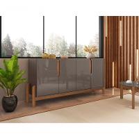 Buffet Agnes Cinza Pérola/cedro 4 Portas Com Detalhe Curvo - 2