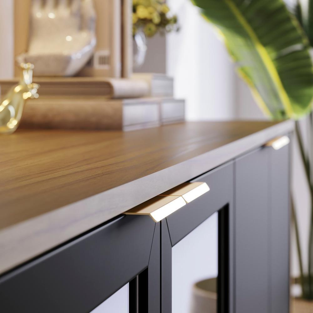 Buffet Bancada 4 Portas 160 Cm Vitoria Preto Noce Milano Clb - 7