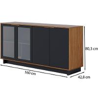 Buffet Bancada 4 Portas 160 Cm Vitoria Preto Noce Milano Clb - 6