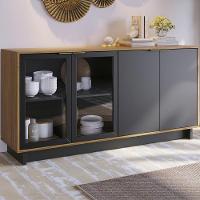Buffet Bancada 4 Portas 160 Cm Vitoria Preto Noce Milano Clb - 8