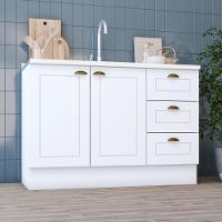 Balcão 03 Gavetas 02 Portas 120cm Amy Branco Hp Branco Hp - 1