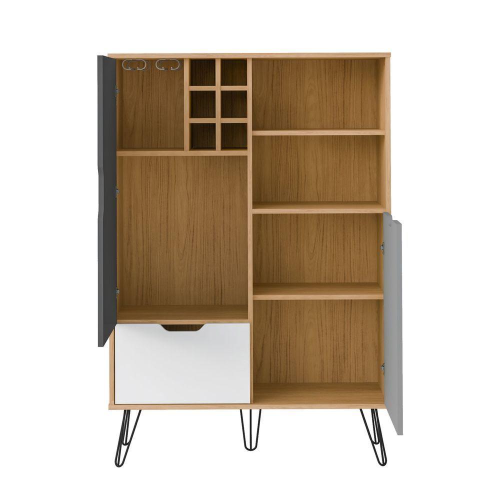 Aparador Bar Carvalho/Grafite/Branco/ Prata 2 Portas - 5