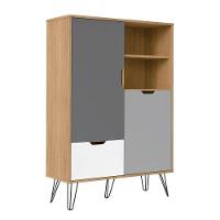 Aparador Bar Carvalho/Grafite/Branco/ Prata 2 Portas - 6