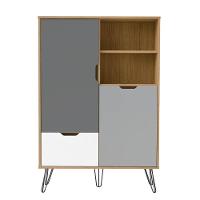 Aparador Bar Carvalho/Grafite/Branco/ Prata 2 Portas - 7