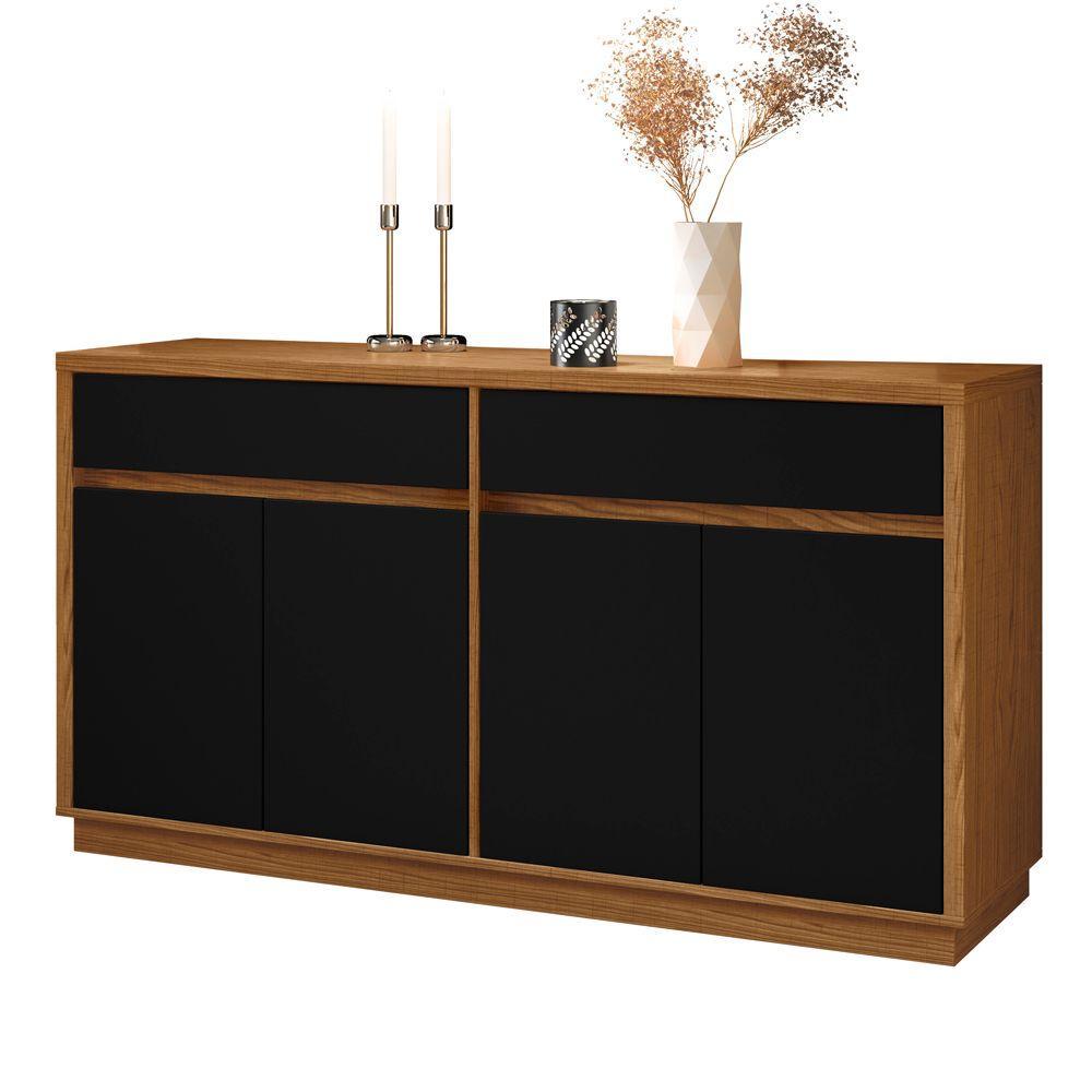 Aparador 1,50m 3 Portas 2 Gavetas Ype Preto - 4