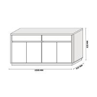 Aparador 1,50m 3 Portas 2 Gavetas Ype Preto