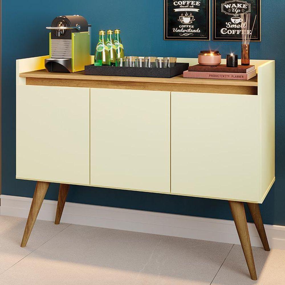 Aparador Gold 3 Portas Com Pés De Madeira Perola/mel - 1