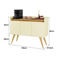 Aparador Gold 3 Portas Com Pés De Madeira Perola/mel - 4