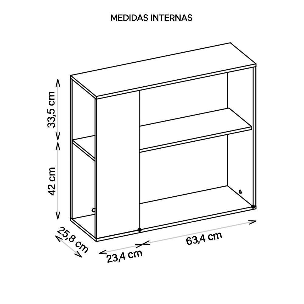 Aparador Buffet Decorativo 1 Prateleira Opala Branco Caemmun - 2