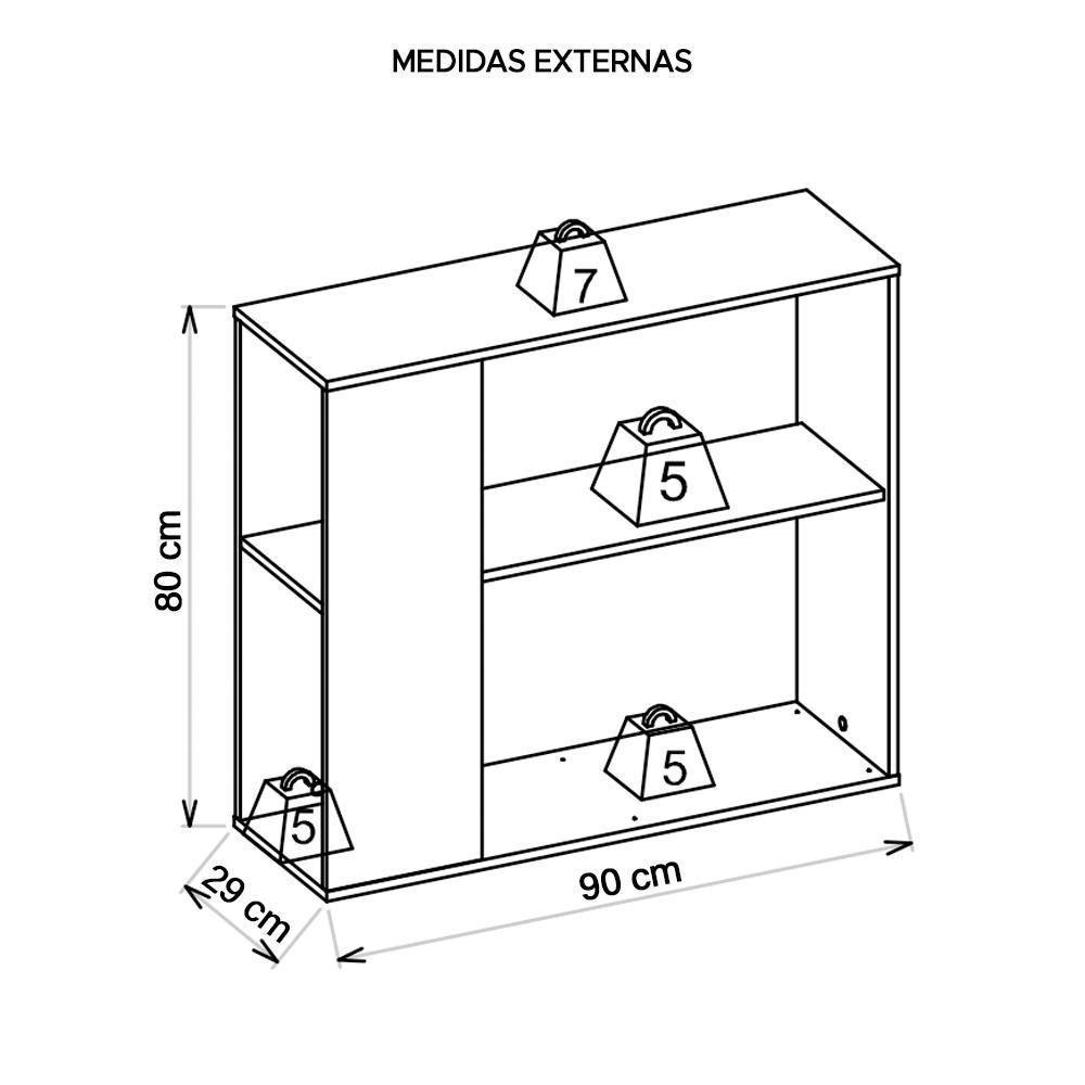 Aparador Buffet Decorativo 1 Prateleira Opala Branco Caemmun - 3