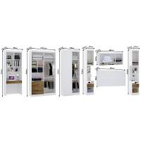 Quarto De Canto Casal Com Guarda Roupas Cabeceira E Bancada Home Office Alpes Luciane Móveis Branco Pf Com Avelã Pf