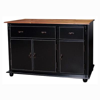 Balcão Buffet Antique 3 Portas e 2 Gavetas Laca Preta