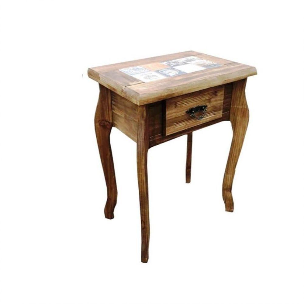 Aparador 1 Gaveta Detalhes Em Azulejo De Madeira Maciça Móveis Rústicos Adelin - 2