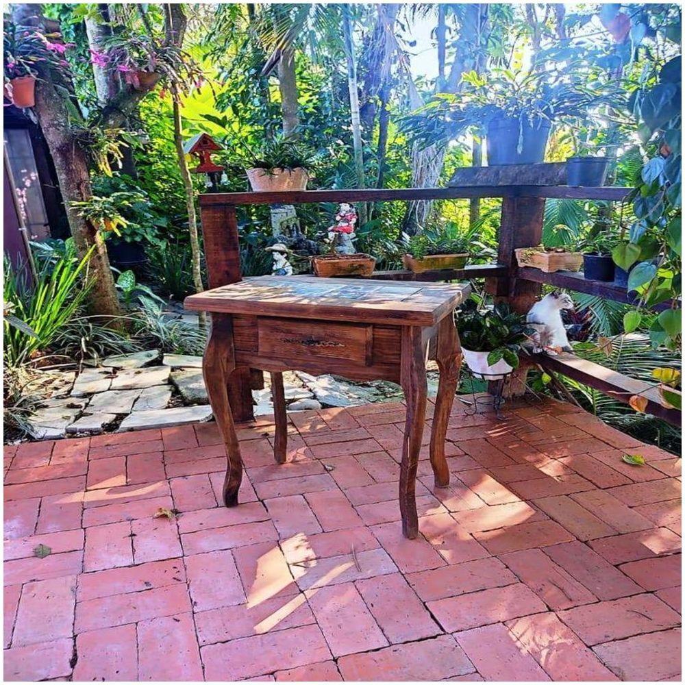 Aparador 1 Gaveta Detalhes Em Azulejo De Madeira Maciça Móveis Rústicos Adelin - 3