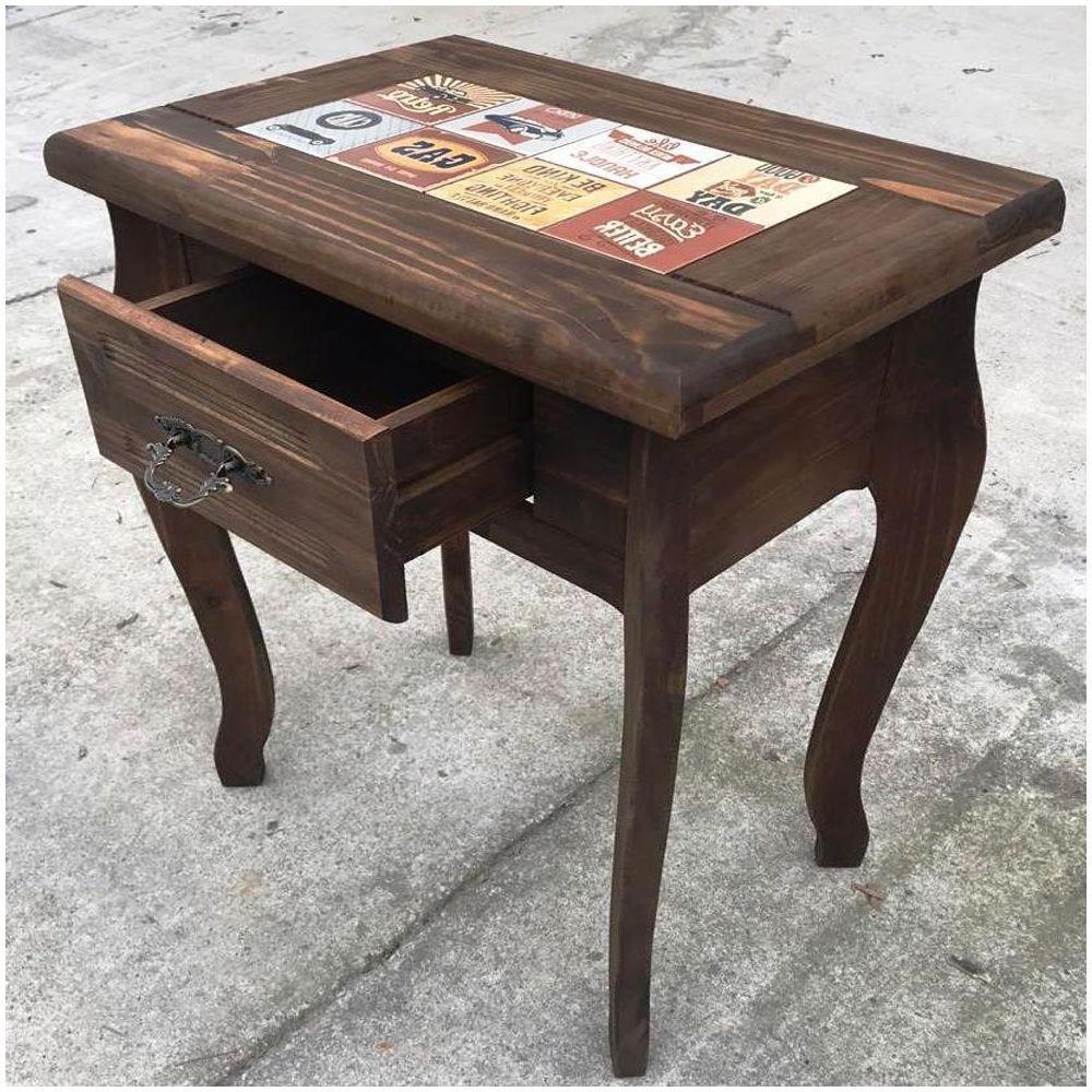 Aparador 1 Gaveta Detalhes Em Azulejo De Madeira Maciça Móveis Rústicos Adelin - 9