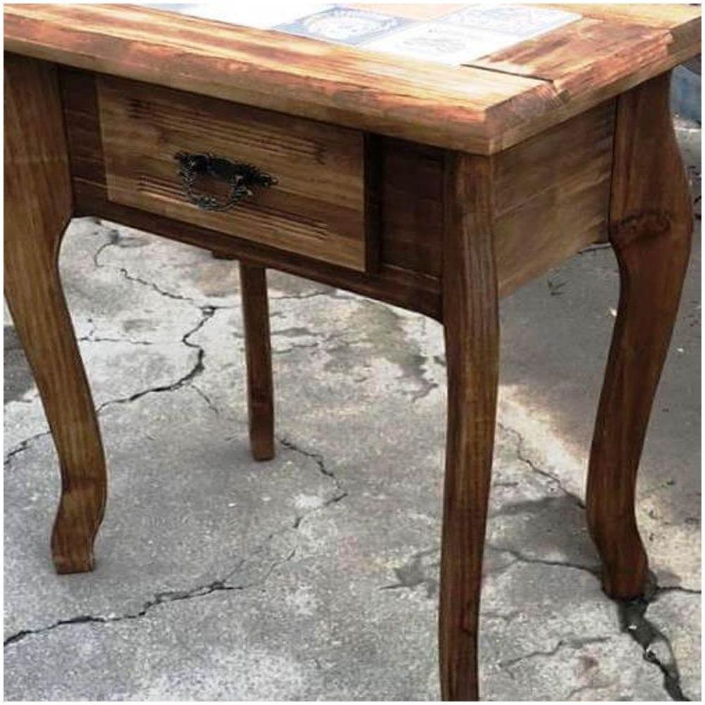 Aparador 1 Gaveta Detalhes Em Azulejo De Madeira Maciça Móveis Rústicos Adelin - 11