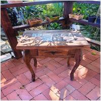 Aparador 1 Gaveta Detalhes Em Azulejo De Madeira Maciça Móveis Rústicos Adelin - 7