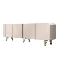 Buffet Decorativo Com Puxadores Em Alumínio Pés Aço Maciço Virginia Off White G26 - Gran Belo - 3