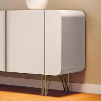 Buffet Decorativo Com Puxadores Em Alumínio Pés Aço Maciço Virginia Off White G26 - Gran Belo - 5