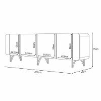 Buffet Decorativo Com Puxadores Em Alumínio Pés Aço Maciço Virginia Off White G26 - Gran Belo - 6