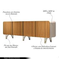 Buffet Decorativo Com Puxadores Em Alumínio Pés Aço Maciço Virginia Off White/cinamomo G26 - Gran Belo - 2