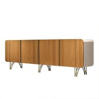 Buffet Decorativo Com Puxadores Em Alumínio Pés Aço Maciço Virginia Off White/cinamomo G26 - Gran Belo - 6