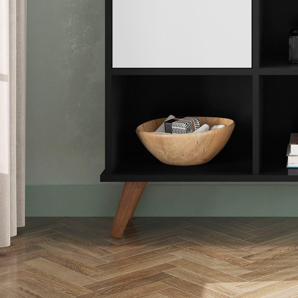 Nicho Organizador Multifuncional 6 Nichos 3 Gavetas Pés Retrô Cube Q01 Preto/Branco - Mpozenato - 3