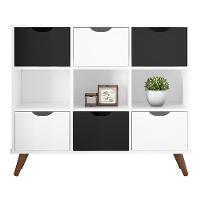 Nicho Organizador Multifuncional 3 Nichos 6 Gavetas Pés Retrô Cube Q01 Branco/Preto - Mpozenato - 1