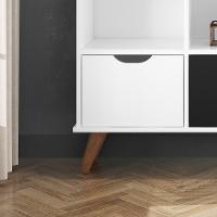 Nicho Organizador Multifuncional 3 Nichos 6 Gavetas Pés Retrô Cube Q01 Branco/Preto - Mpozenato - 2