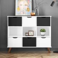 Nicho Organizador Multifuncional 3 Nichos 6 Gavetas Pés Retrô Cube Q01 Branco/Preto - Mpozenato - 4