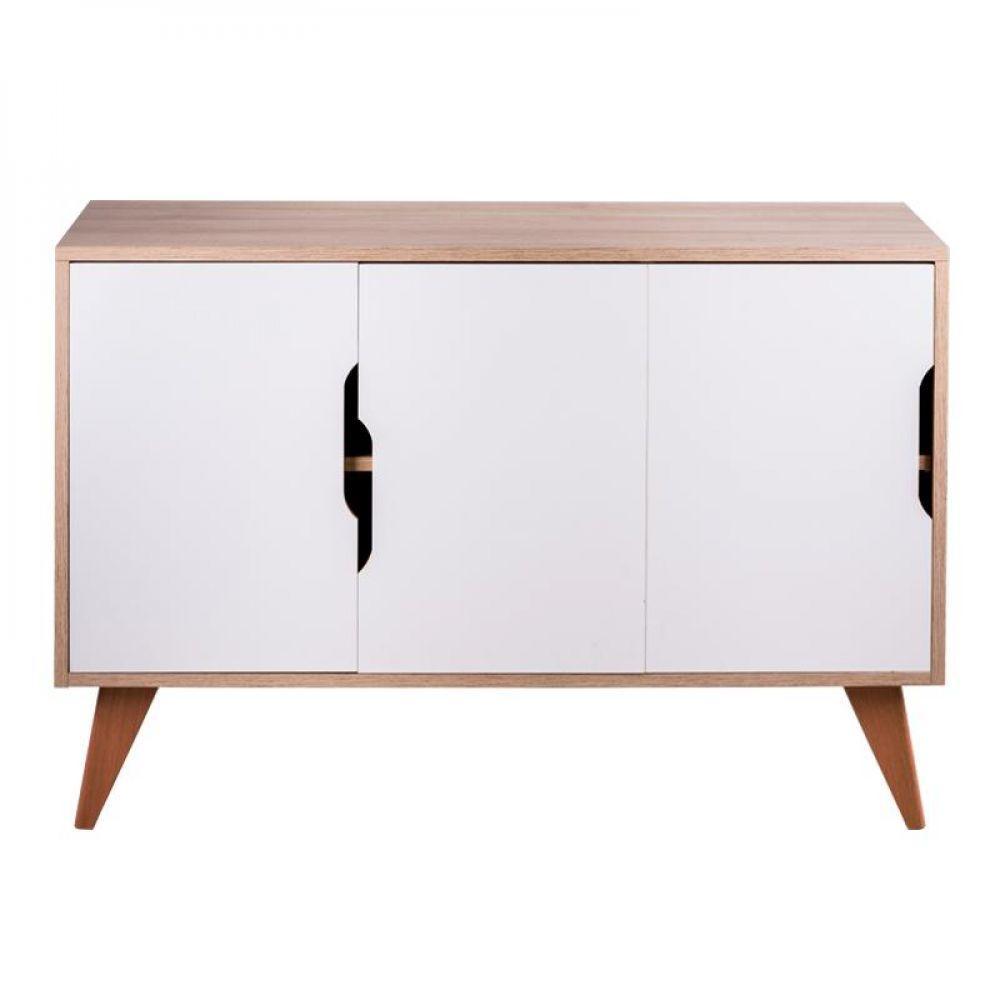 Buffet Aparador Com 3 Portas Murano Carvalho E Branco - 1