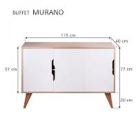Buffet Aparador Com 3 Portas Murano Carvalho E Branco - 3