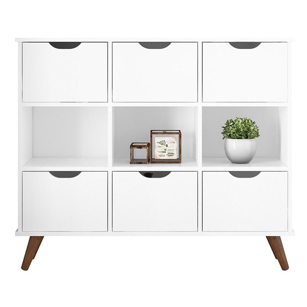 Nicho Organizador Multifuncional 3 Nichos 6 Gavetas Pés Retrô Cube Q01 Branco - Mpozenato - 1
