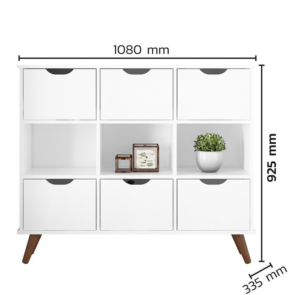 Nicho Organizador Multifuncional 3 Nichos 6 Gavetas Pés Retrô Cube Q01 Branco - Mpozenato - 2
