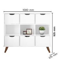 Nicho Organizador Multifuncional 3 Nichos 6 Gavetas Pés Retrô Cube Q01 Branco - Mpozenato - 2