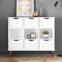 Nicho Organizador Multifuncional 3 Nichos 6 Gavetas Pés Retrô Cube Q01 Branco - Mpozenato - 4