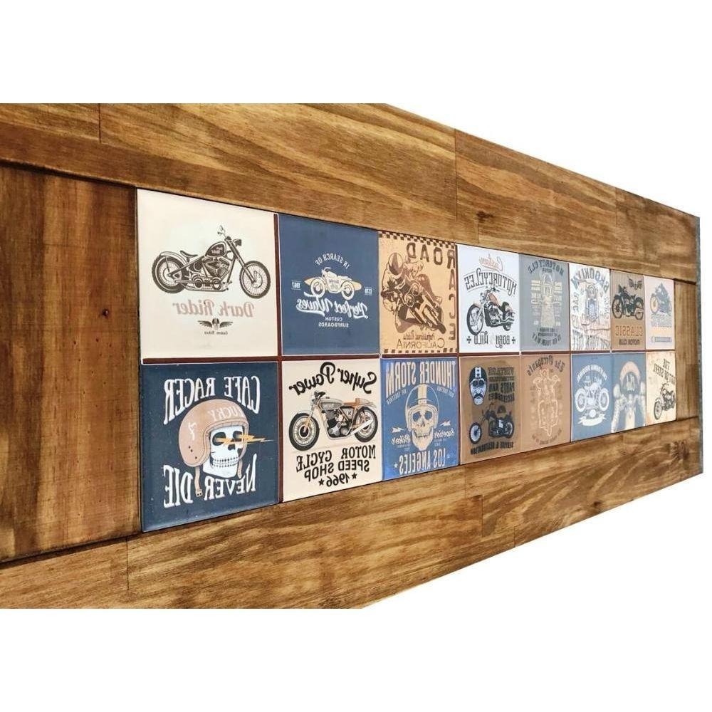 Aparador com 2 Gavetas com Detalhes em Azulejo de Madeira Maciça Moveis Rusticos Adelin - 6