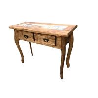 Aparador com 2 Gavetas com Detalhes em Azulejo de Madeira Maciça Moveis Rusticos Adelin - 1