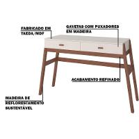 Aparador Sala de Estar 2 Gavetas Yara Amêndoa Off White - 2