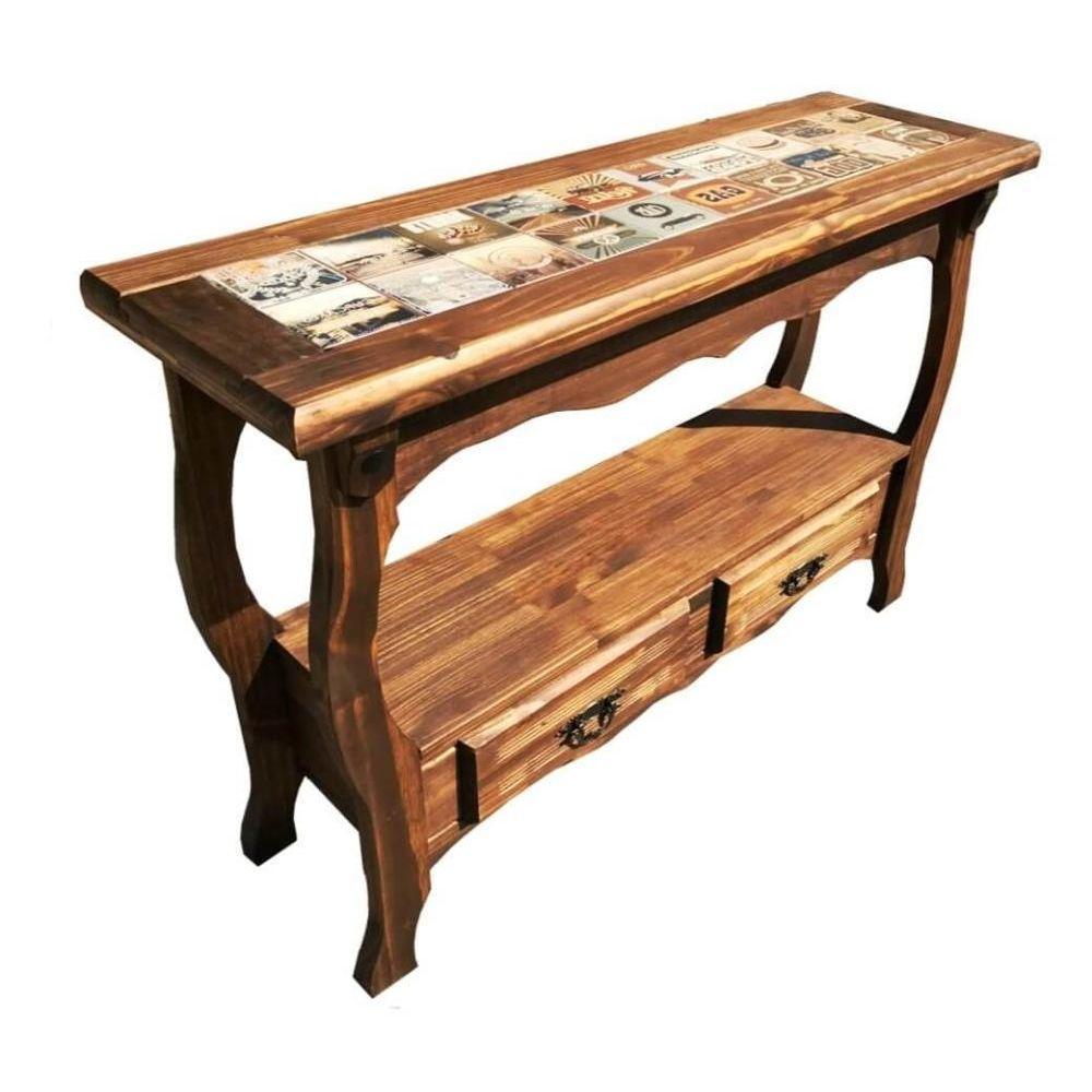 Aparador com Gaveteiro E Detalhes em Azulejo de Madeira Maciça Móveis Rusticos Adelin - 1