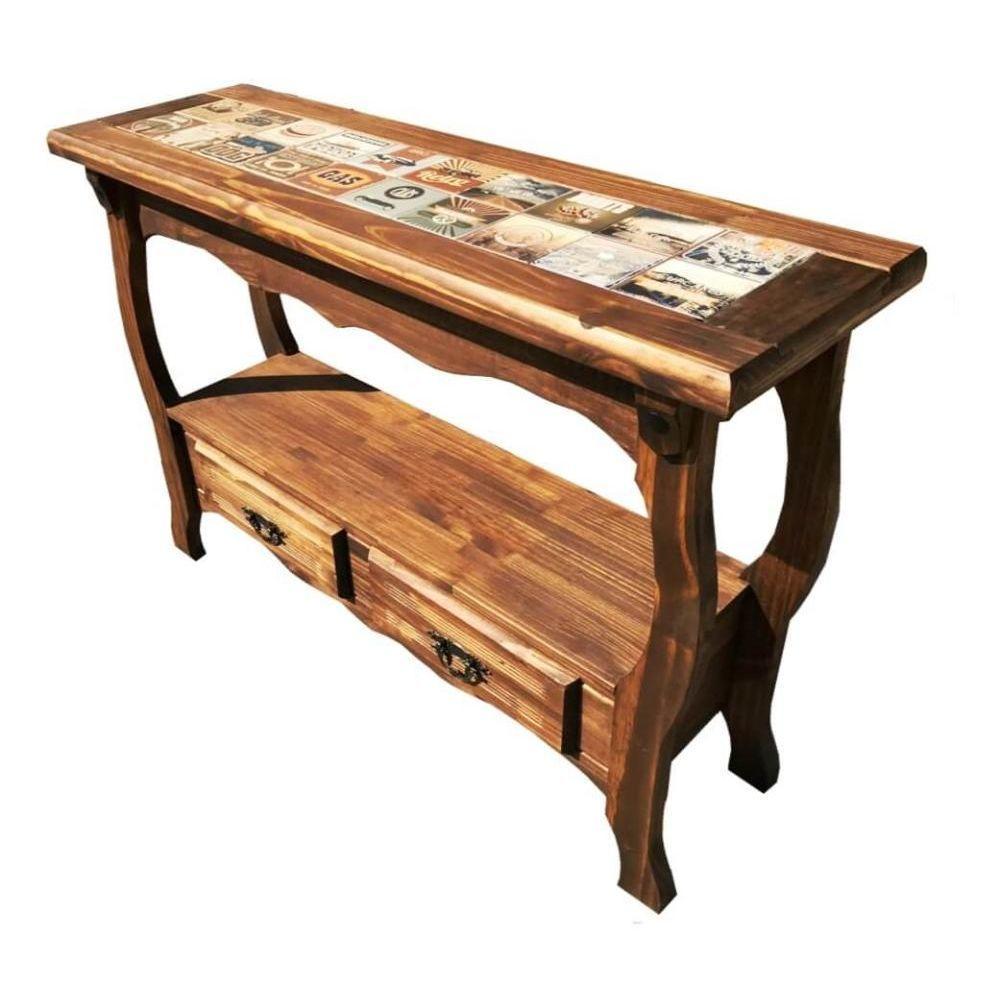 Aparador com Gaveteiro E Detalhes em Azulejo de Madeira Maciça Móveis Rusticos Adelin - 6