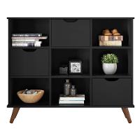 Nicho Organizador Multifuncional 6 Nichos 3 Gavetas Pés Retrô Cube Q01 Preto - Mpozenato - 1