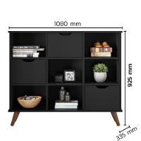 Nicho Organizador Multifuncional 6 Nichos 3 Gavetas Pés Retrô Cube Q01 Preto - Mpozenato - 2
