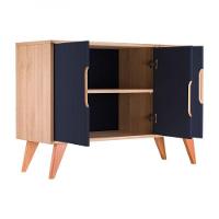 Buffet Aparador Com 3 Portas Murano Carvalho E Azul Marinho - 7