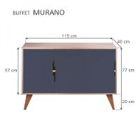 Buffet Aparador Com 3 Portas Murano Carvalho E Azul Marinho - 9