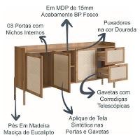 Buffet 3 Portas 2 Gavetas Palhinha 27935 Linha Oslo Hanover - 2