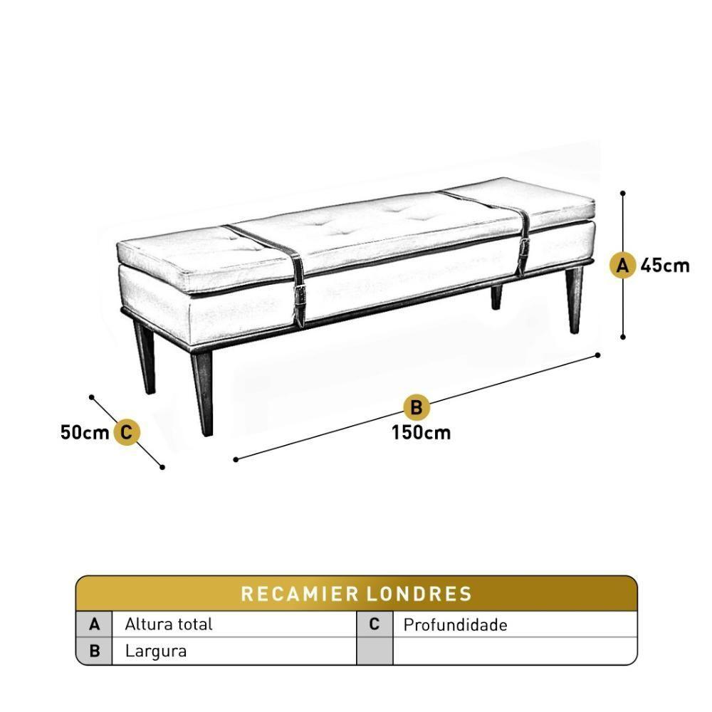 Recamier Londres Luxo Madeira Maciça Castellar Móbile Linho Azul Linho Azul - 3