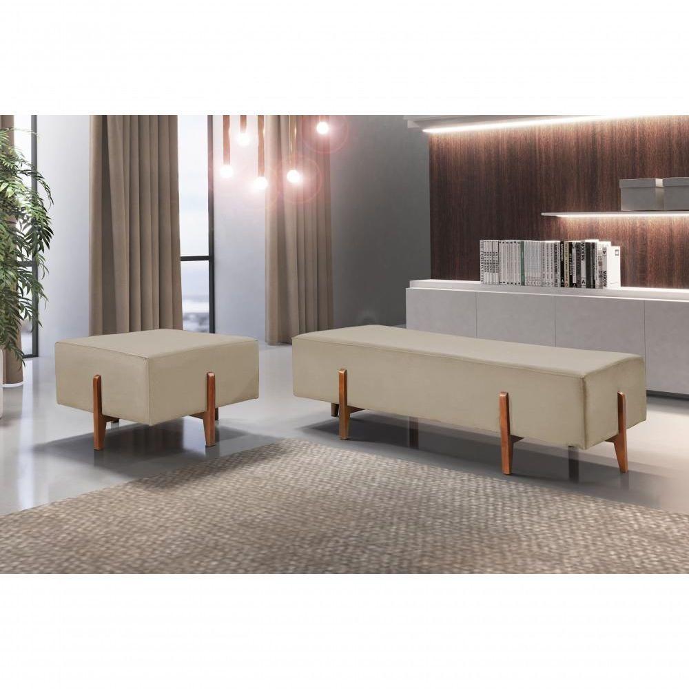 Recamier Zurik Luxo Madeira Maciça Castellar Móbile Linho Bege - 4